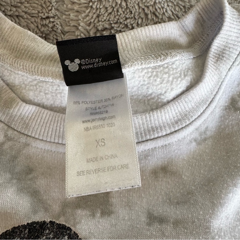 Disney Mickey Mouse White and Grey Tie-Dye Crewneck Sweatshirt Size XS - Picture 4 of 5